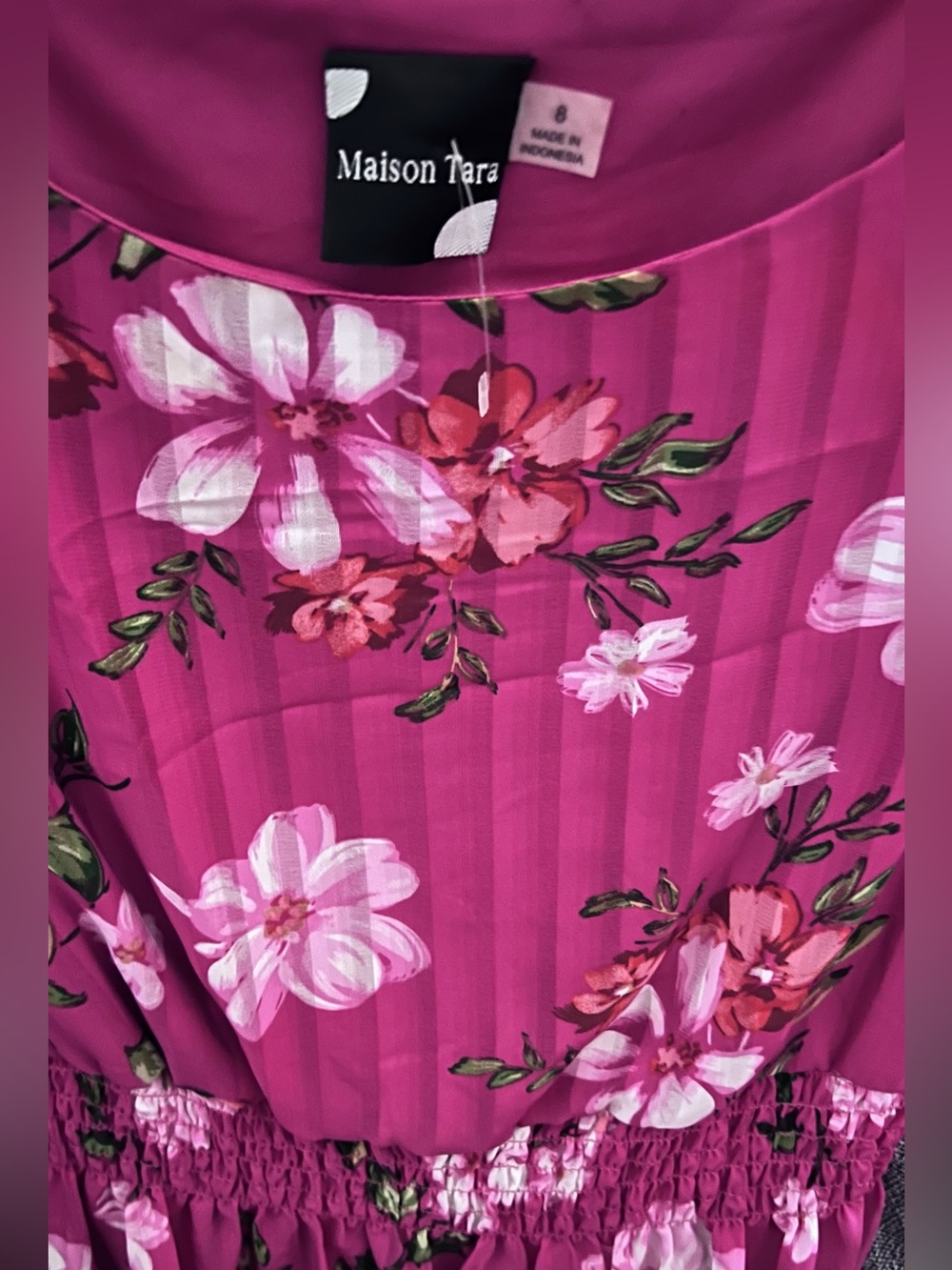 Bright Pink Floral Midi Dress